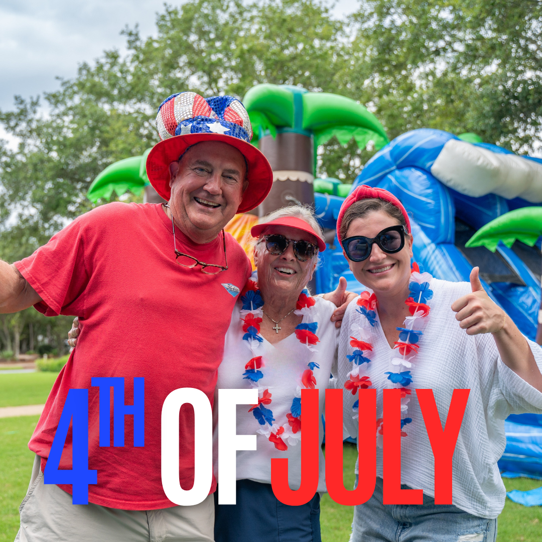 Adults in red, white, and blue for 4th of July