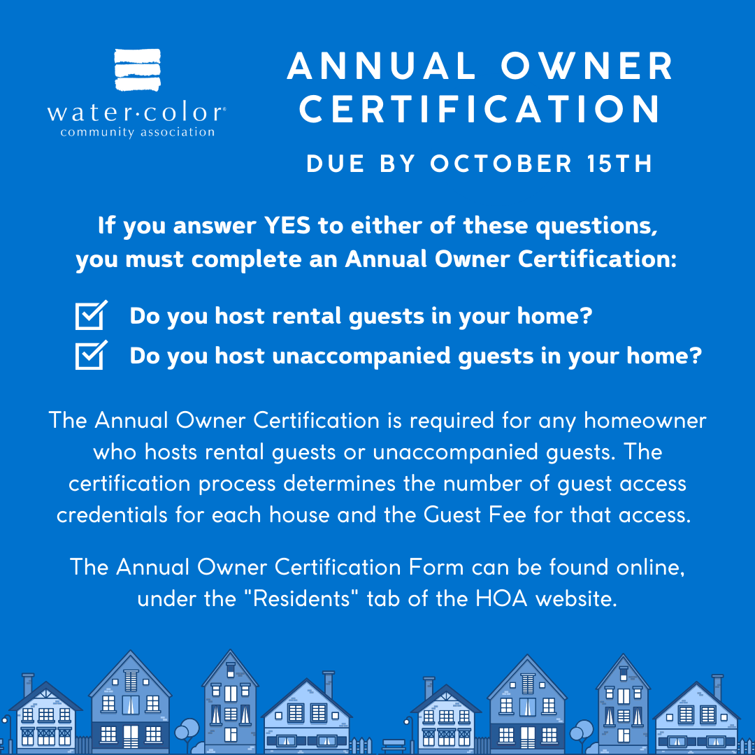 Graphic announcing the launch of the Annual Owner Certification