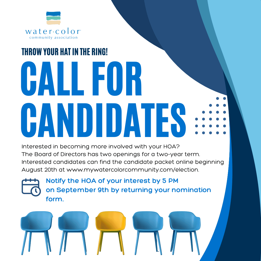 Flyer announcing HOA candidate nominations