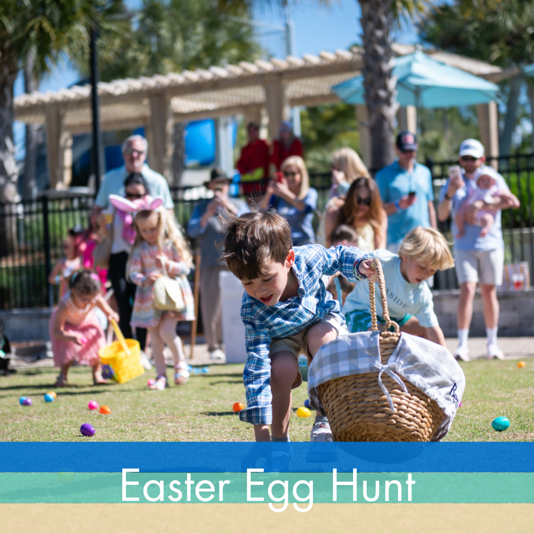 Kids picking up eggs in Easter baskets